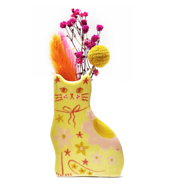 Handmade Tall Ceramic Cat Vases