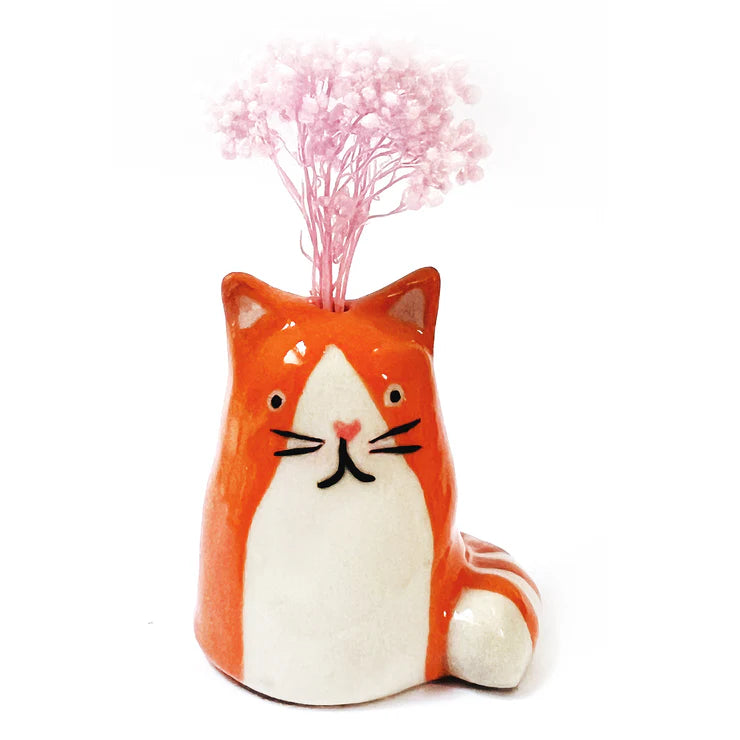 Mini Ceramic Cat Vases