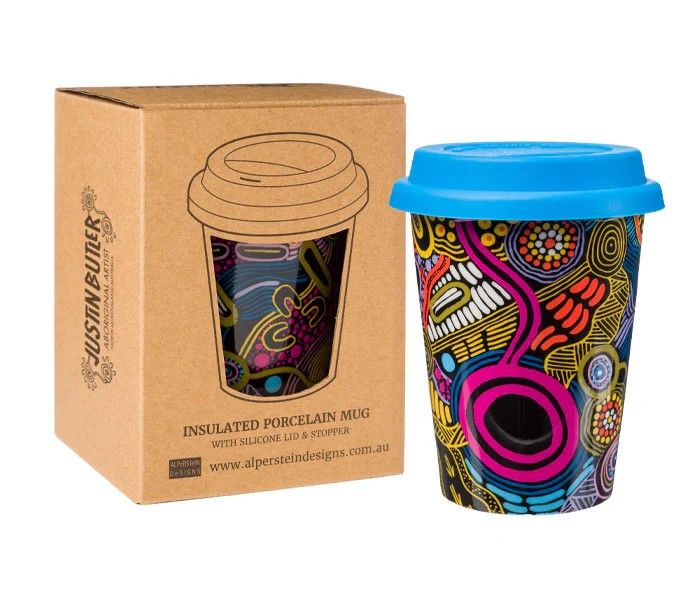Aboriginal Art Insulated Porcelain Travel Mug