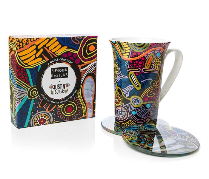 Aboriginal Art Glass Coasters - 6 pack