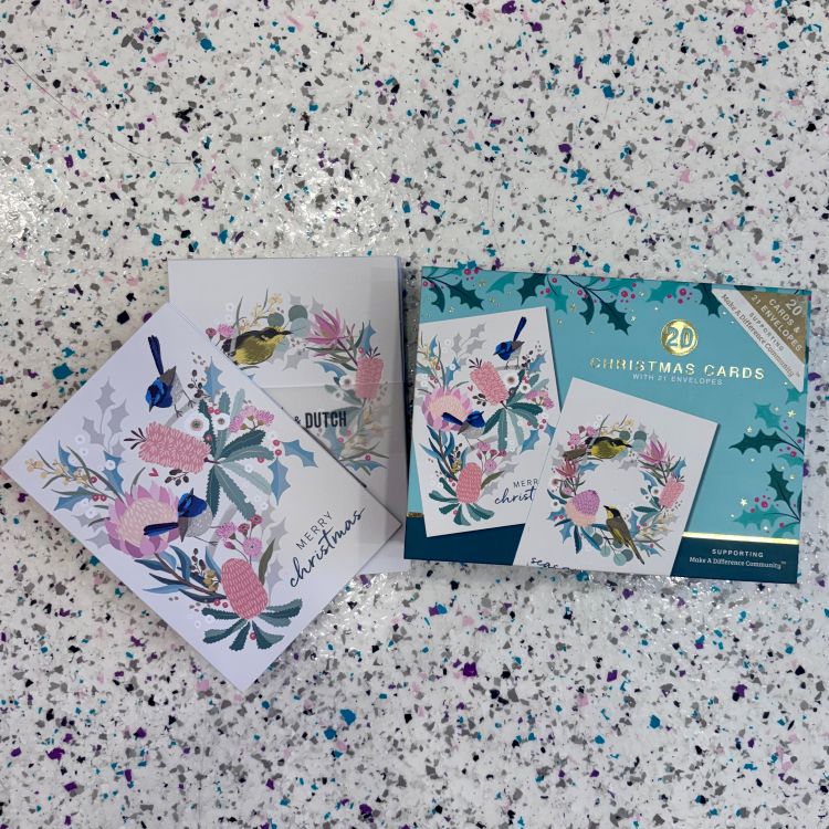 20 Pack Aussie Floral Christmas Cards