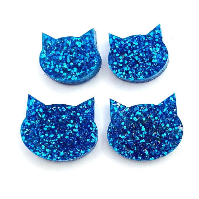 Fine Glitter Cat Face Studs