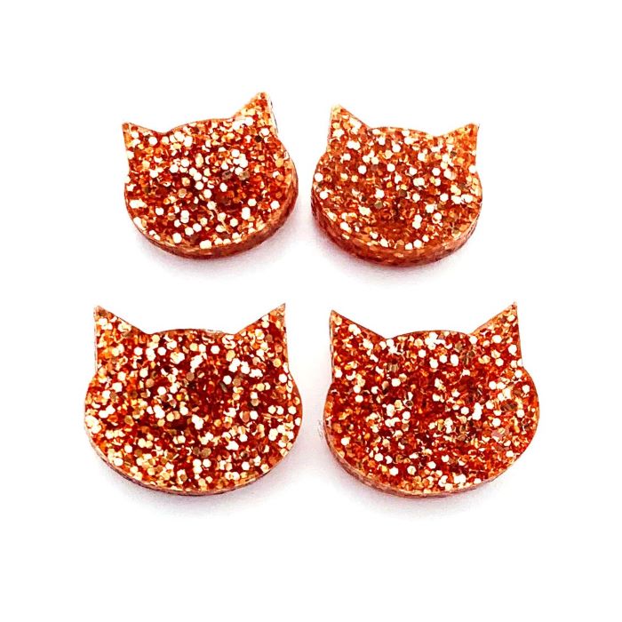 Fine Glitter Cat Face Studs