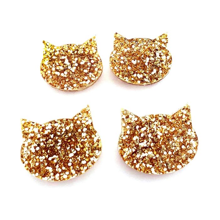 Fine Glitter Cat Face Studs