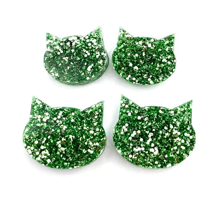 Fine Glitter Cat Face Studs