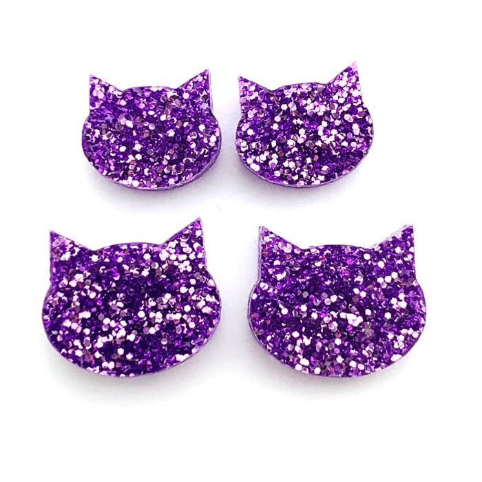 Fine Glitter Cat Face Studs