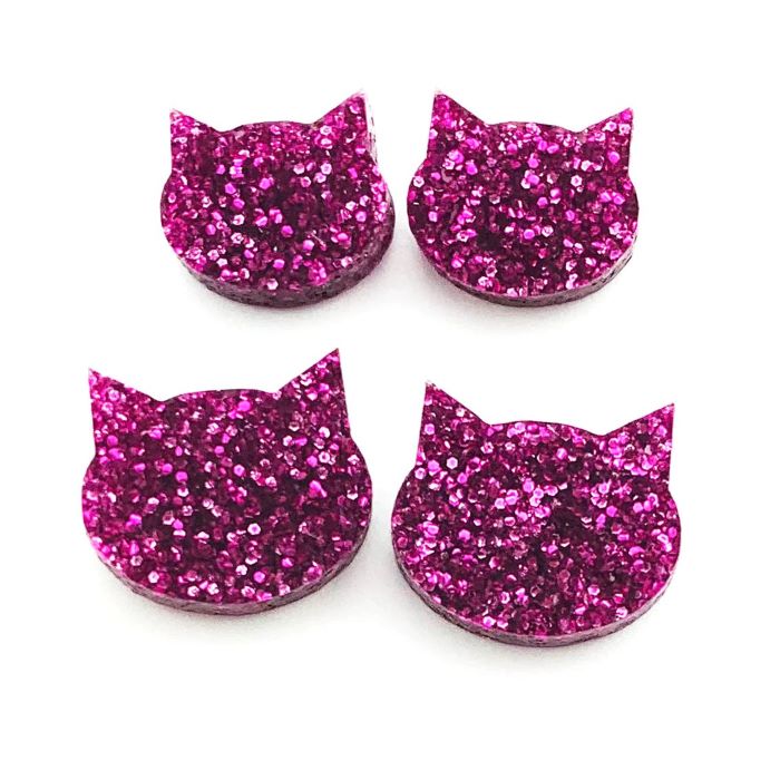 Fine Glitter Cat Face Studs