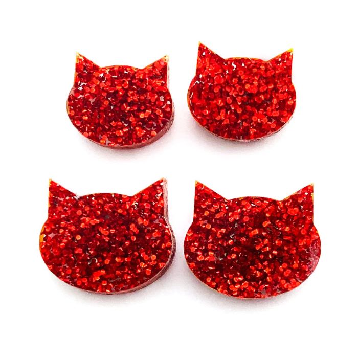 Fine Glitter Cat Face Studs