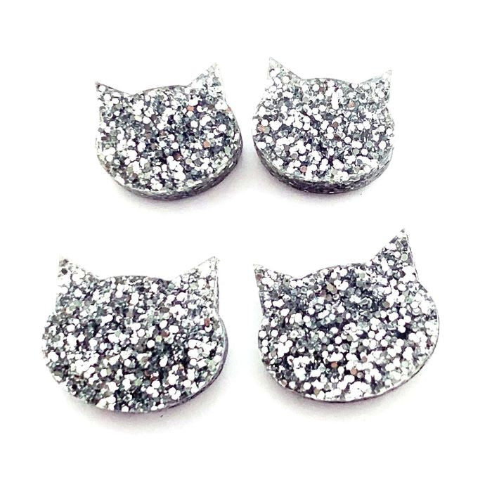 Fine Glitter Cat Face Studs