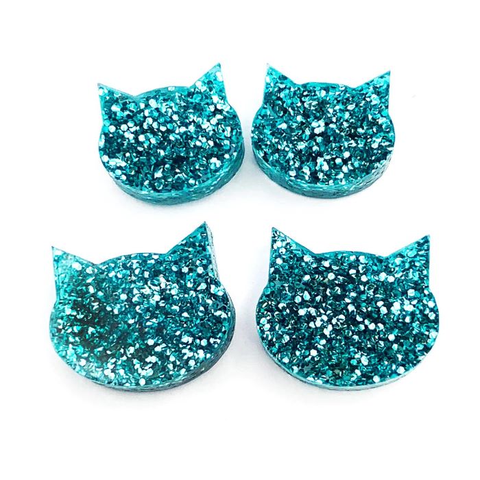 Fine Glitter Cat Face Studs