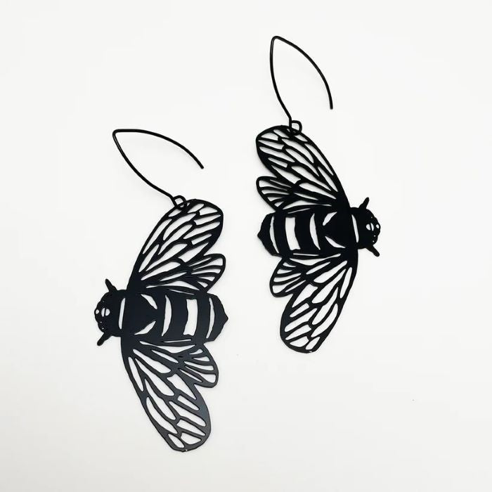 Handmade Recycled Metal Animal Earrings - BLACK