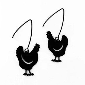 Handmade Recycled Metal Animal Earrings - BLACK