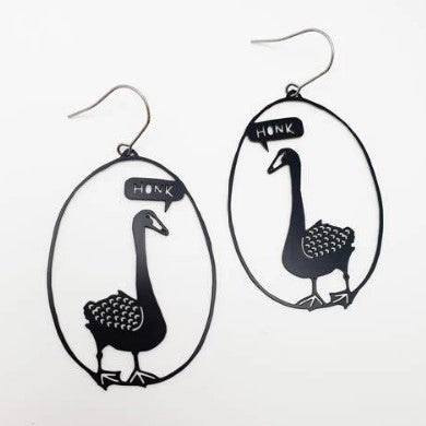 Handmade Recycled Metal Animal Earrings - BLACK