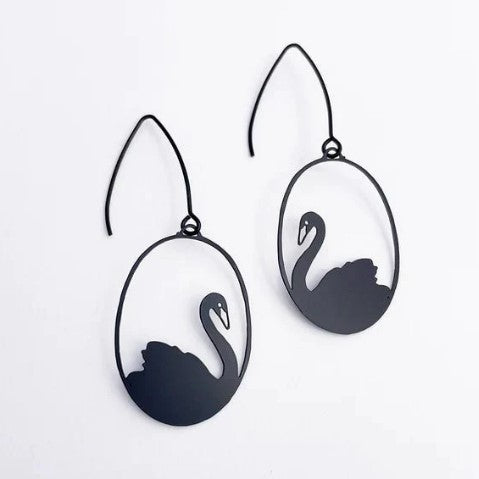 Handmade Recycled Metal Animal Earrings - BLACK