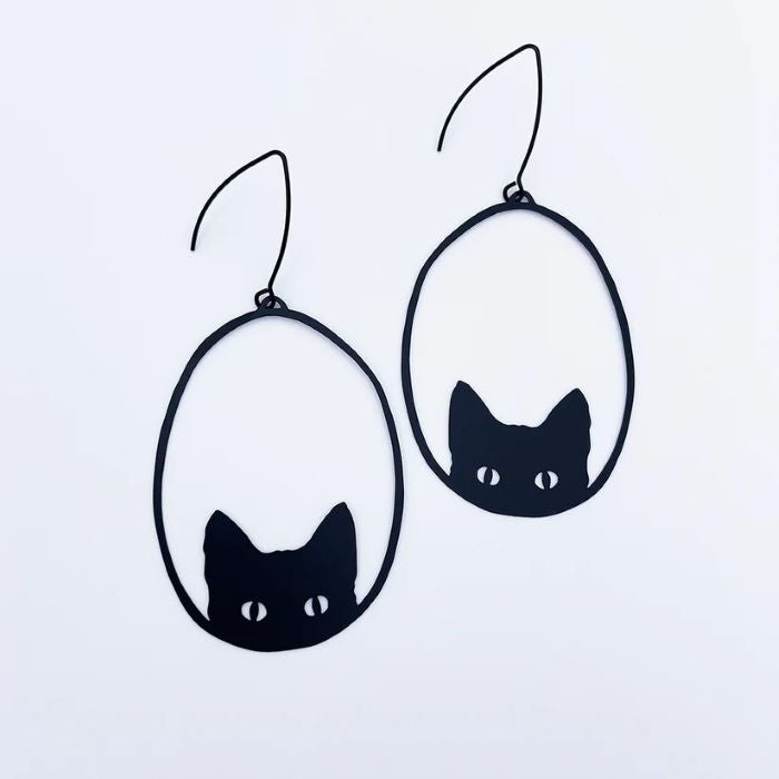 Handmade Recycled Metal Animal Earrings - BLACK