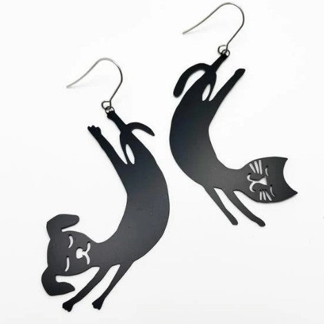 Handmade Recycled Metal Animal Earrings - BLACK