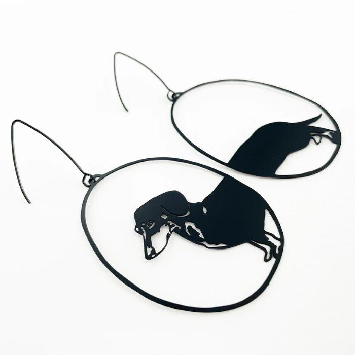 Handmade Recycled Metal Animal Earrings - BLACK
