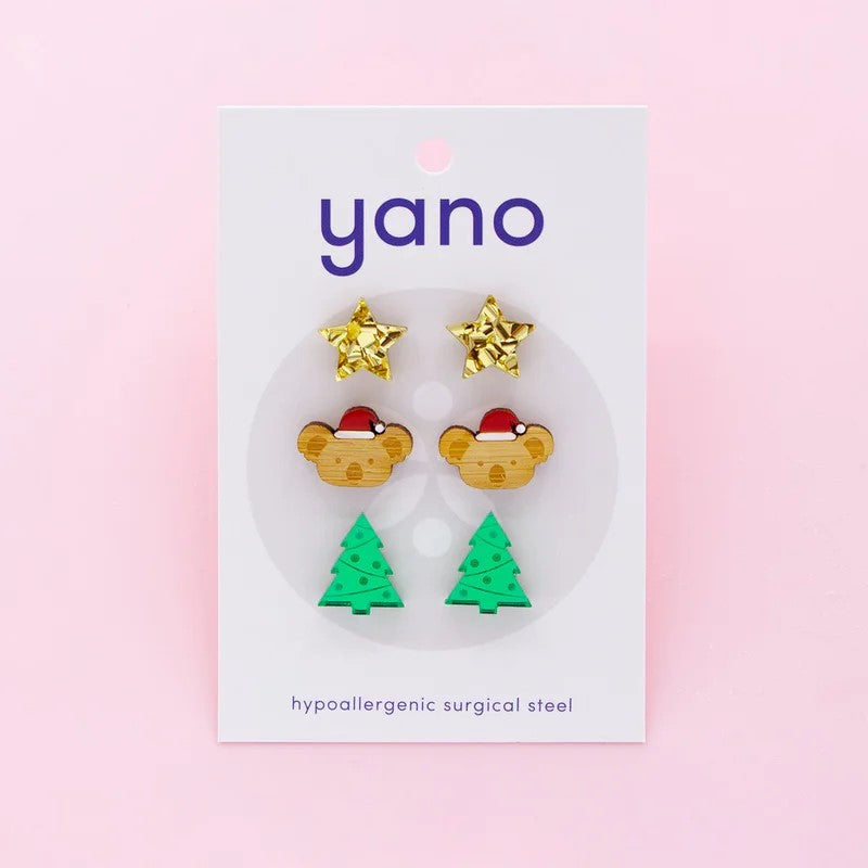Handmade Christmas 3 Stud Earring Set
