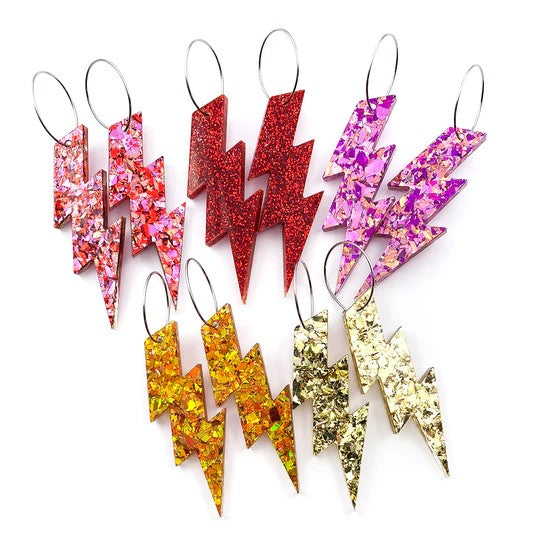 Wam Bam Lightning Glitter Earrings