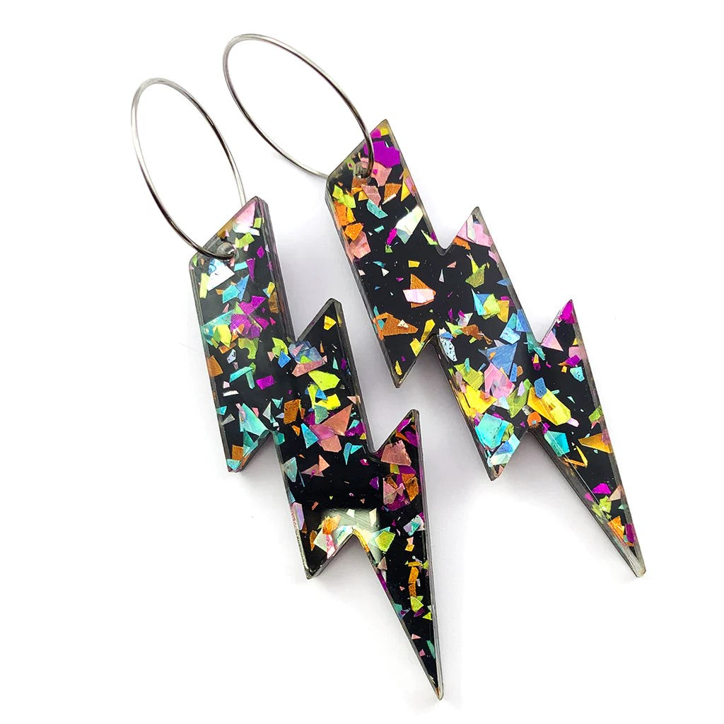 Wam Bam Lightning Glitter Earrings