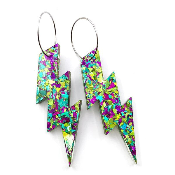 Wam Bam Lightning Glitter Earrings