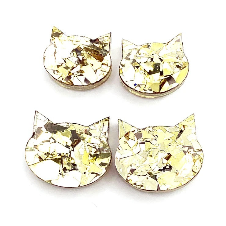 Glitzy Glitter Cat Face Studs