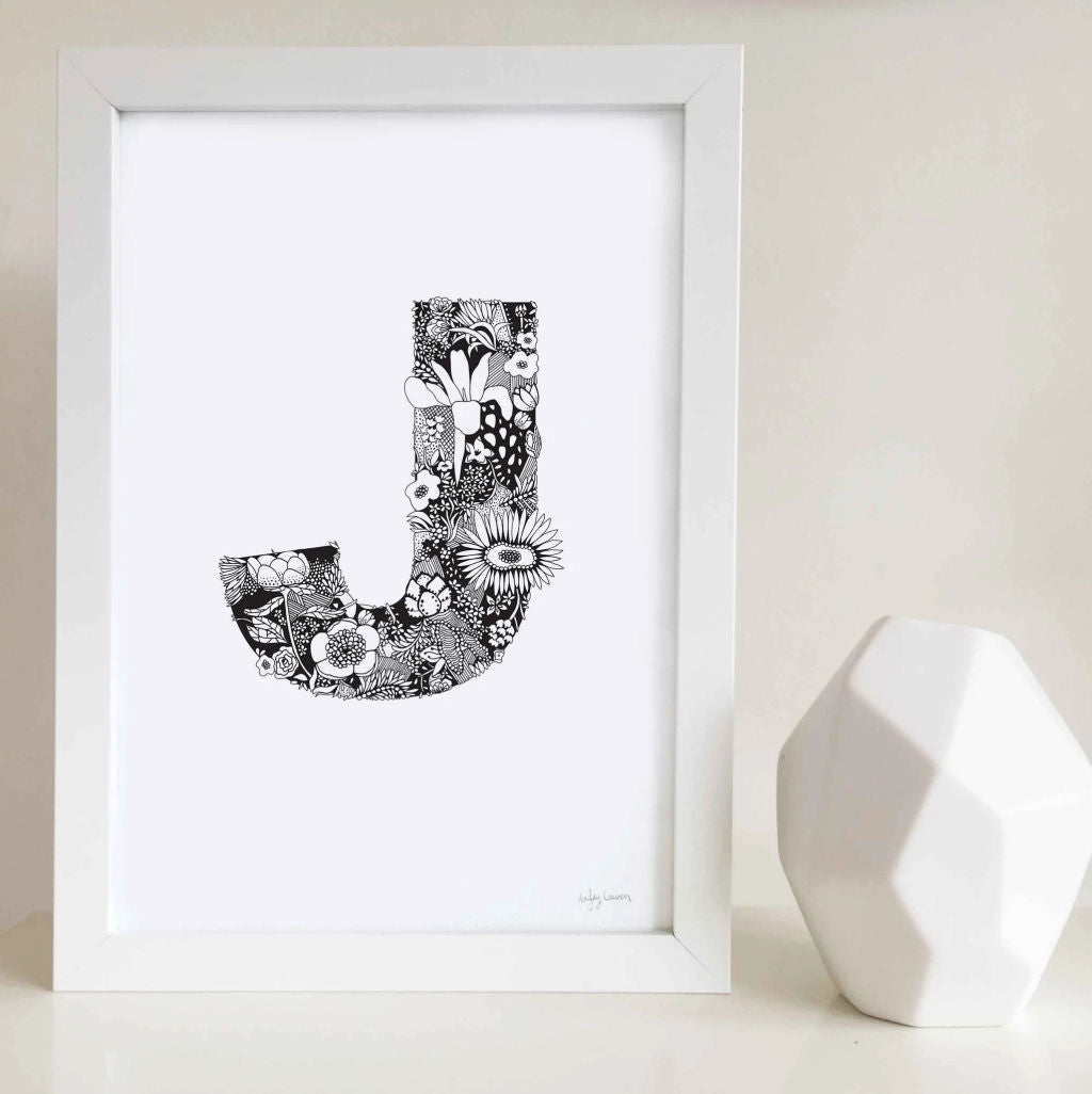 Floral Zen Doodle Alphabet Print