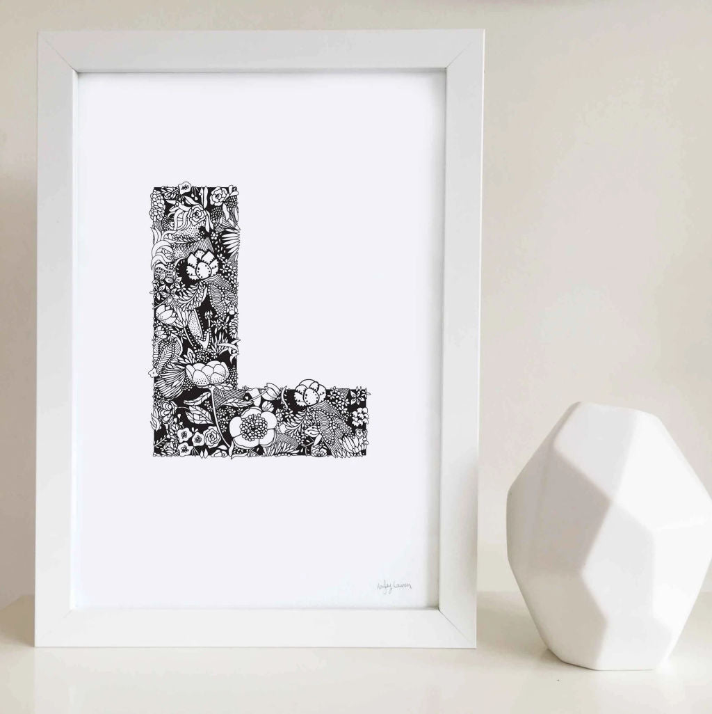 Floral Zen Doodle Alphabet Print