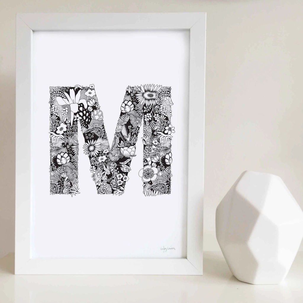 Floral Zen Doodle Alphabet Print