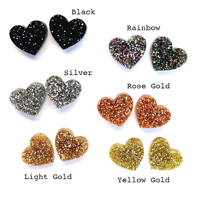 Glitter Heart Stud