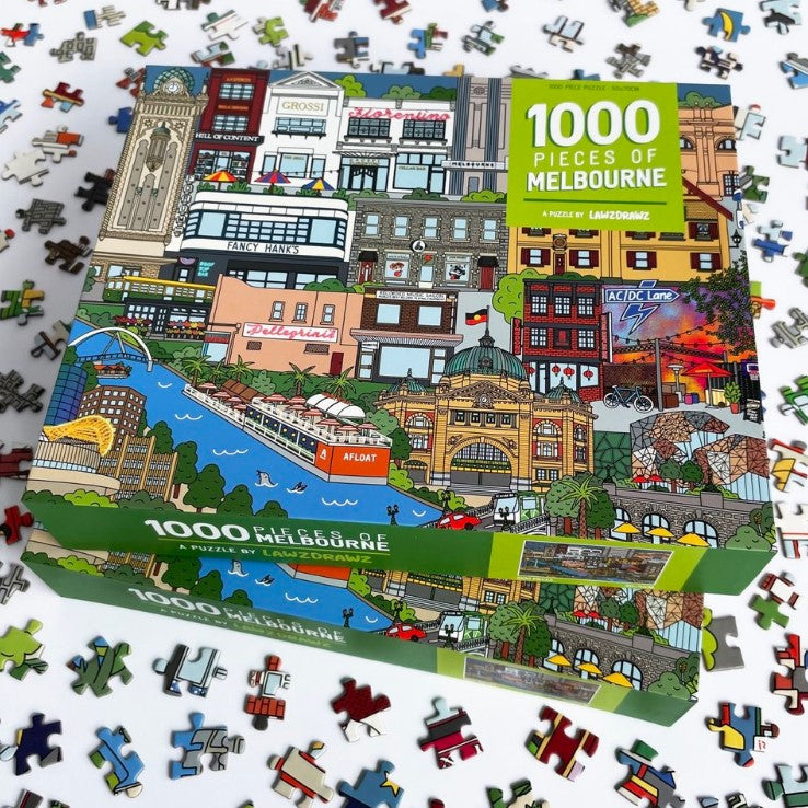 1000 pieces of Melbourne Puzzle by Lawz Drawz