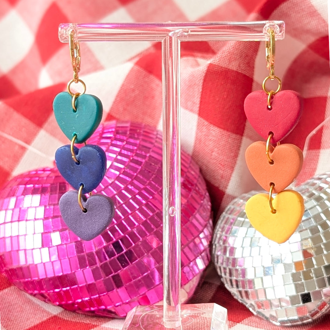 Handmade Rainbow Heart Earrings
