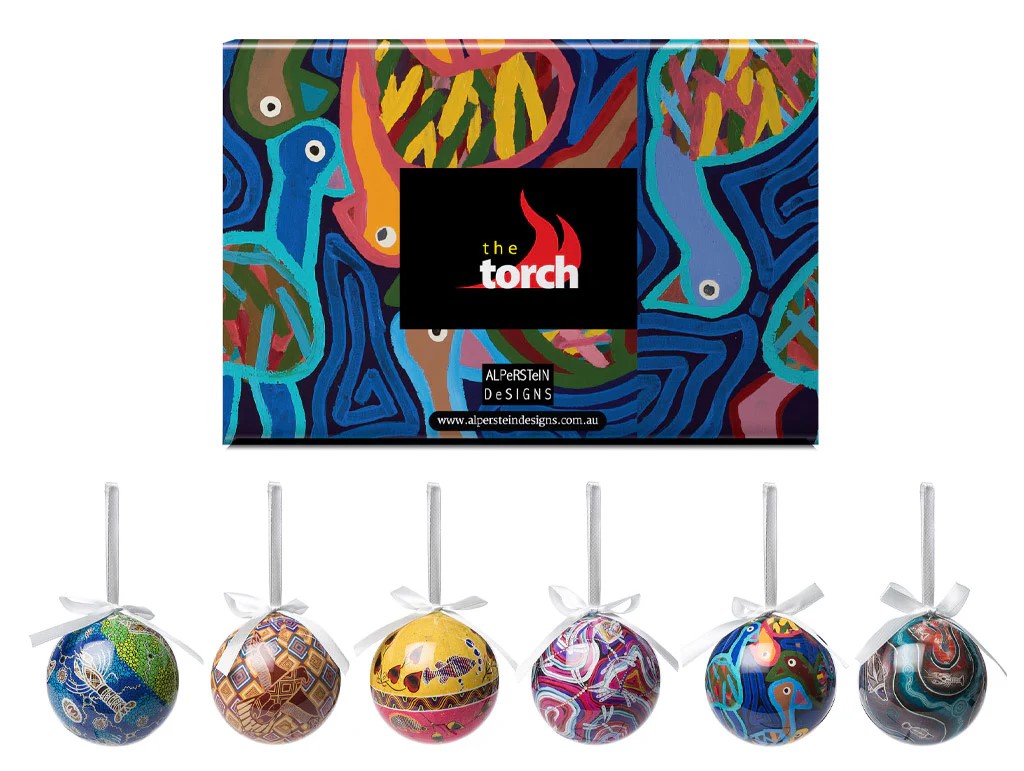 Aboriginal Art Christmas Baubles 6 Pack