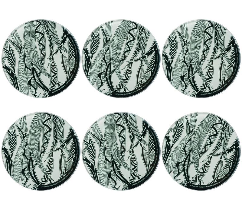 Aboriginal Art Glass Coasters - 6 pack