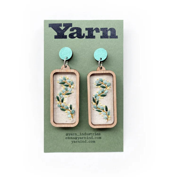 Hand Embroidered Australian Bird & Flora Earrings