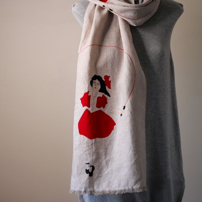 Handmade Embroidered Linen Scarves