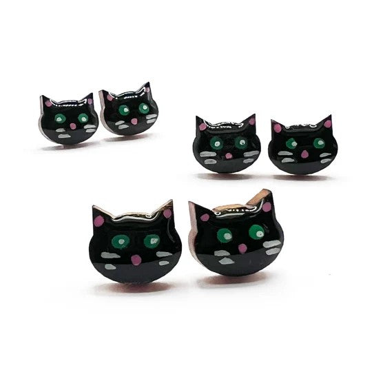 Hand painted Cat face studs