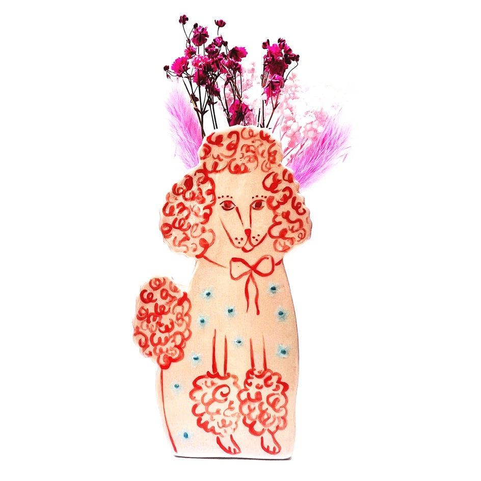 Handmade Ceramic Poodle Bud Vases