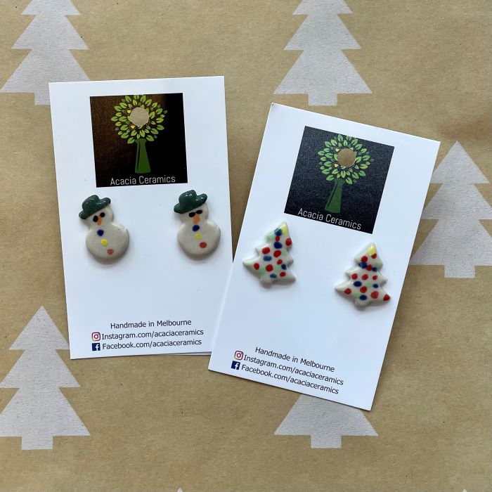 Handmade Ceramic Christmas Earrings