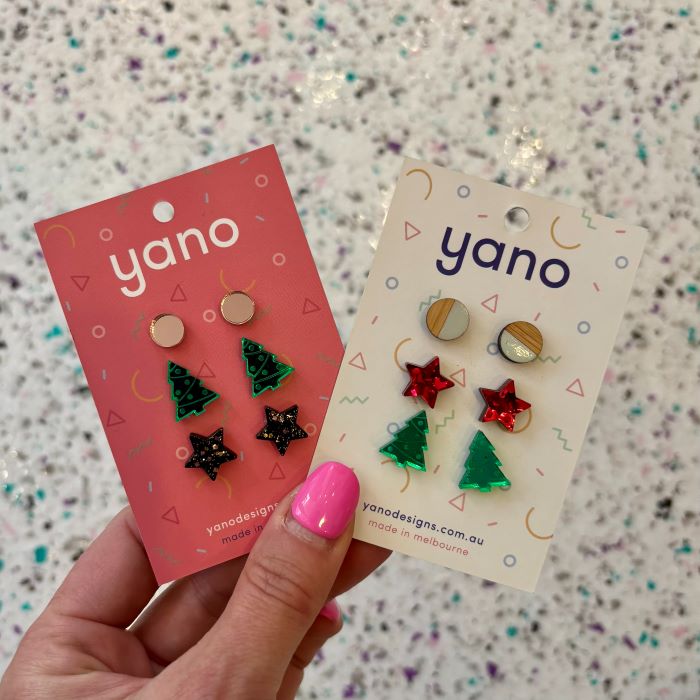 Handmade Christmas 3 Stud Earring Set