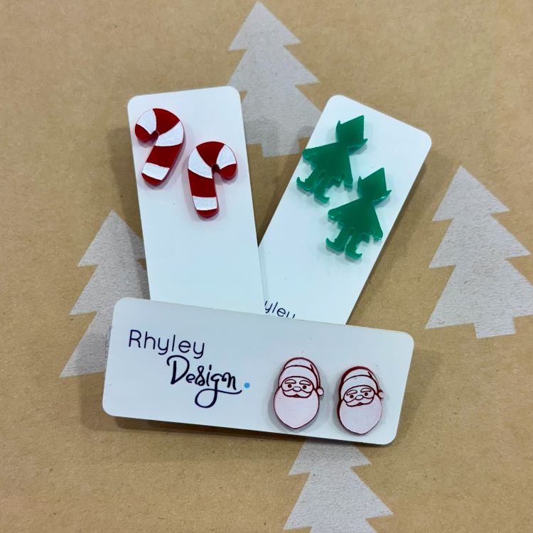 Handmade Christmas Studs - Acrylic