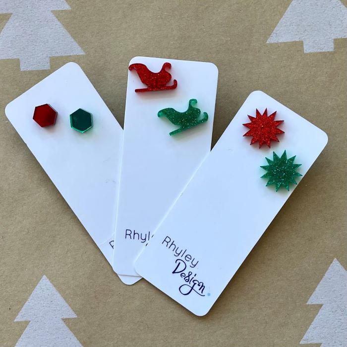 Handmade Christmas Studs - Acrylic