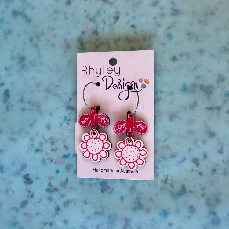 Hand Painted Hanging Flower Earrings