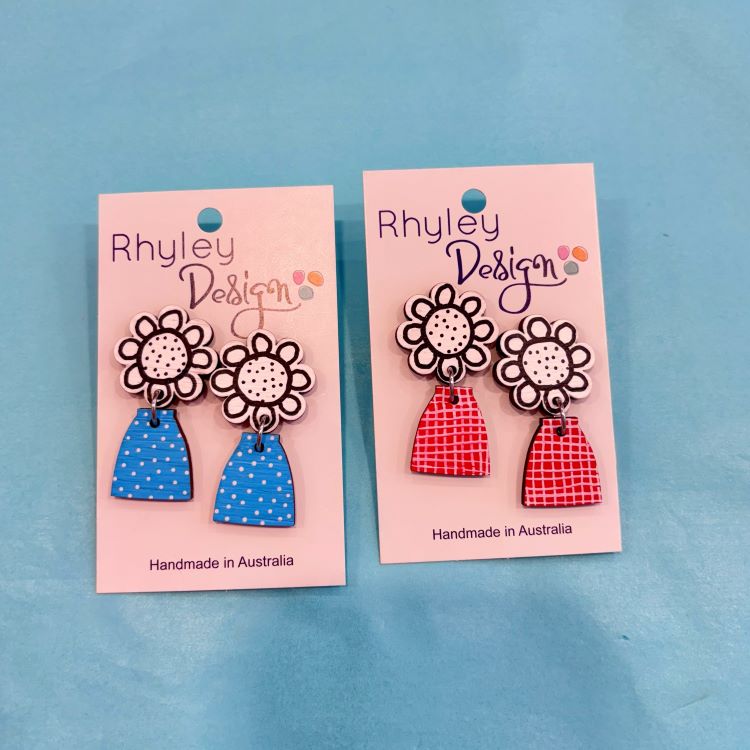 Hand Painted Flower Pot Earrings