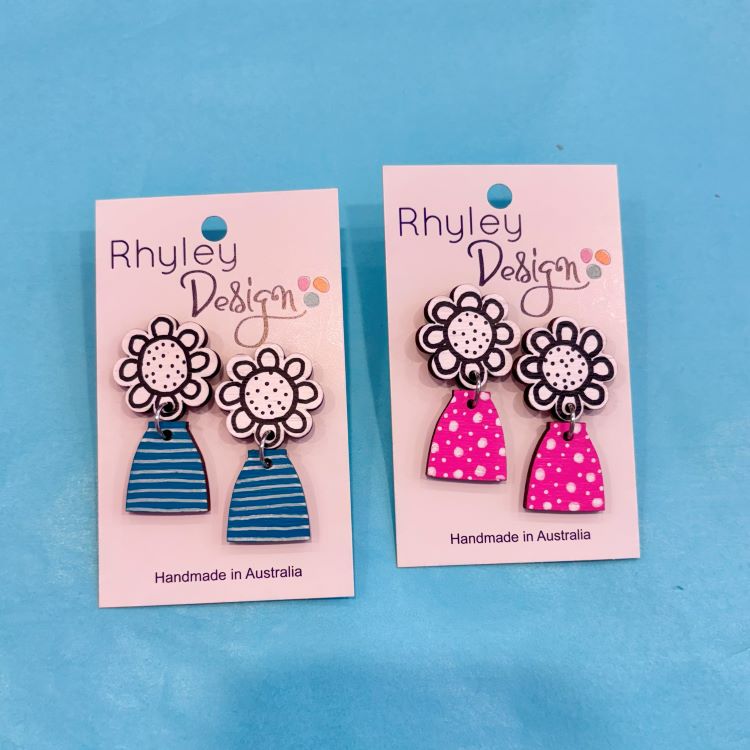 Hand Painted Flower Pot Earrings