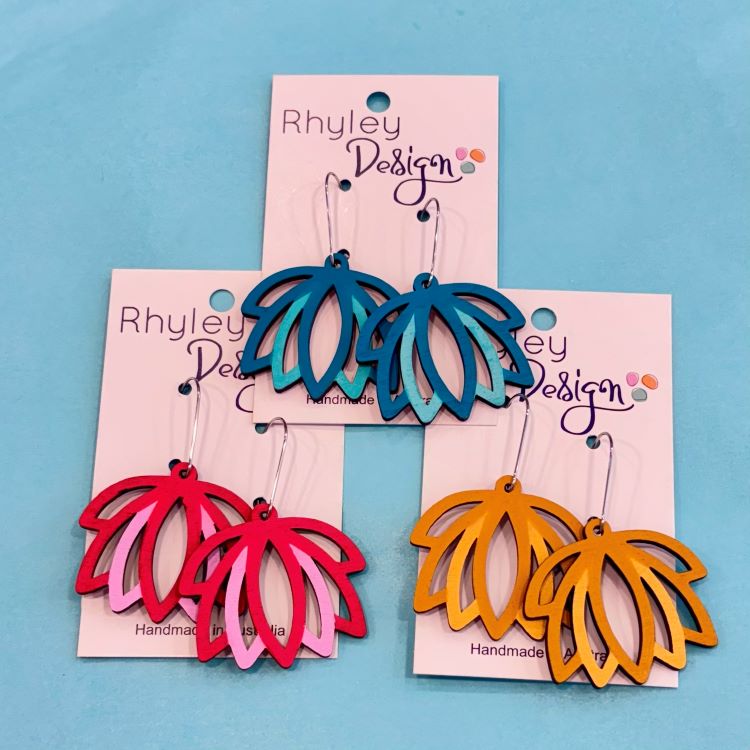 Hand Painted Water Lily Earrings