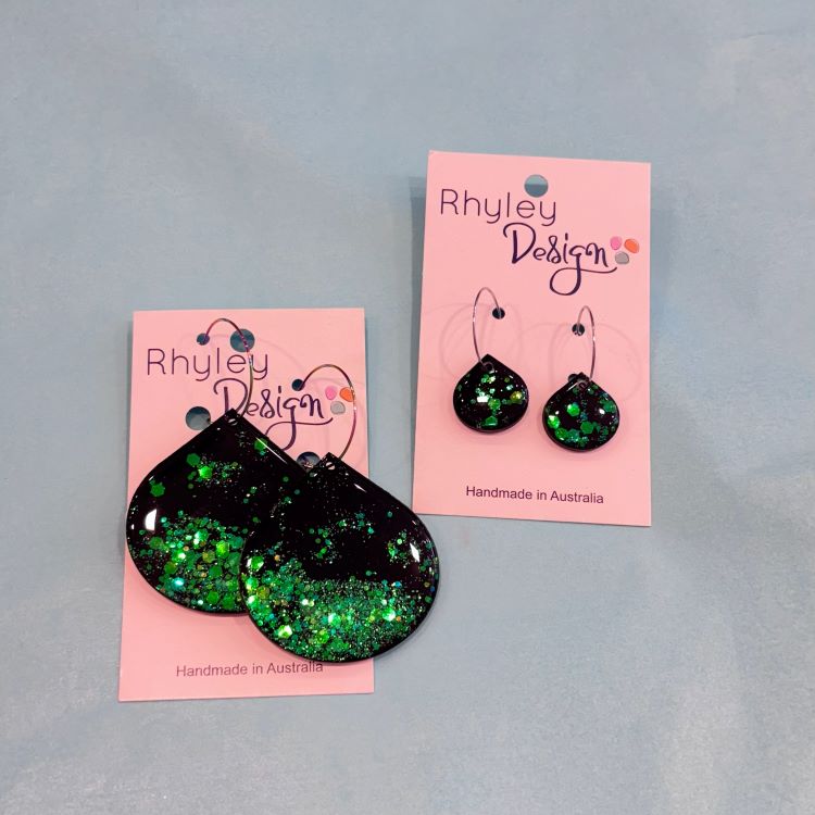 Handmade Glitter Teardrop Earrings