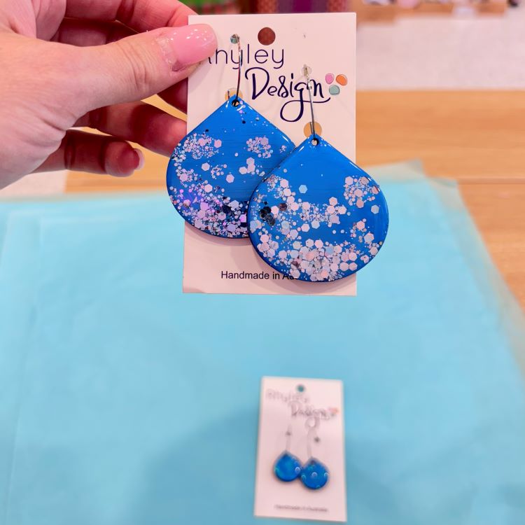 Handmade Glitter Teardrop Earrings