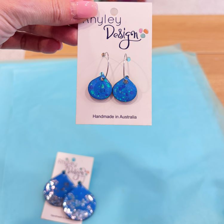 Handmade Glitter Teardrop Earrings
