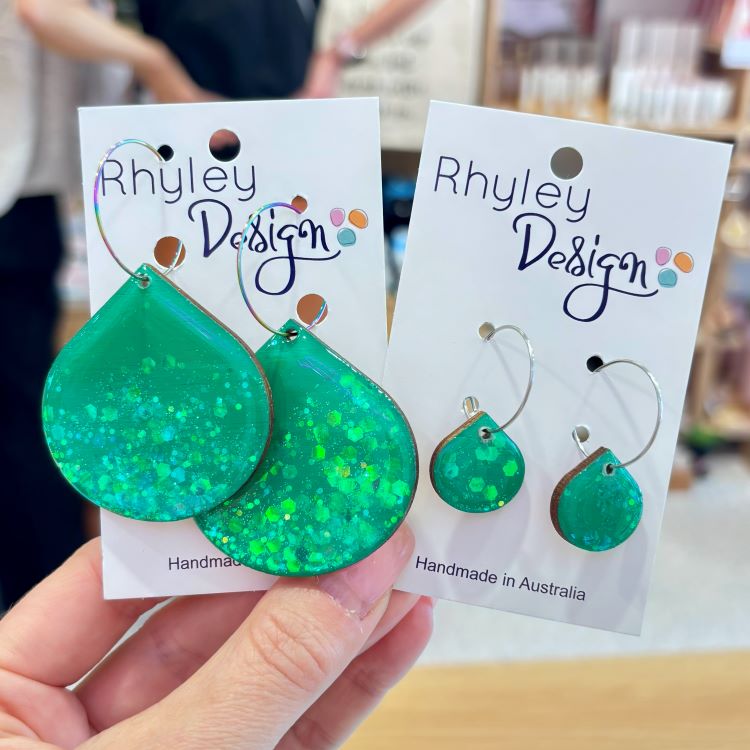 Handmade Glitter Teardrop Earrings